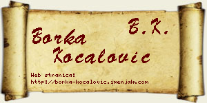 Borka Kočalović vizit kartica